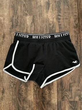 Hollister Black Athletic Shorts with White Trim